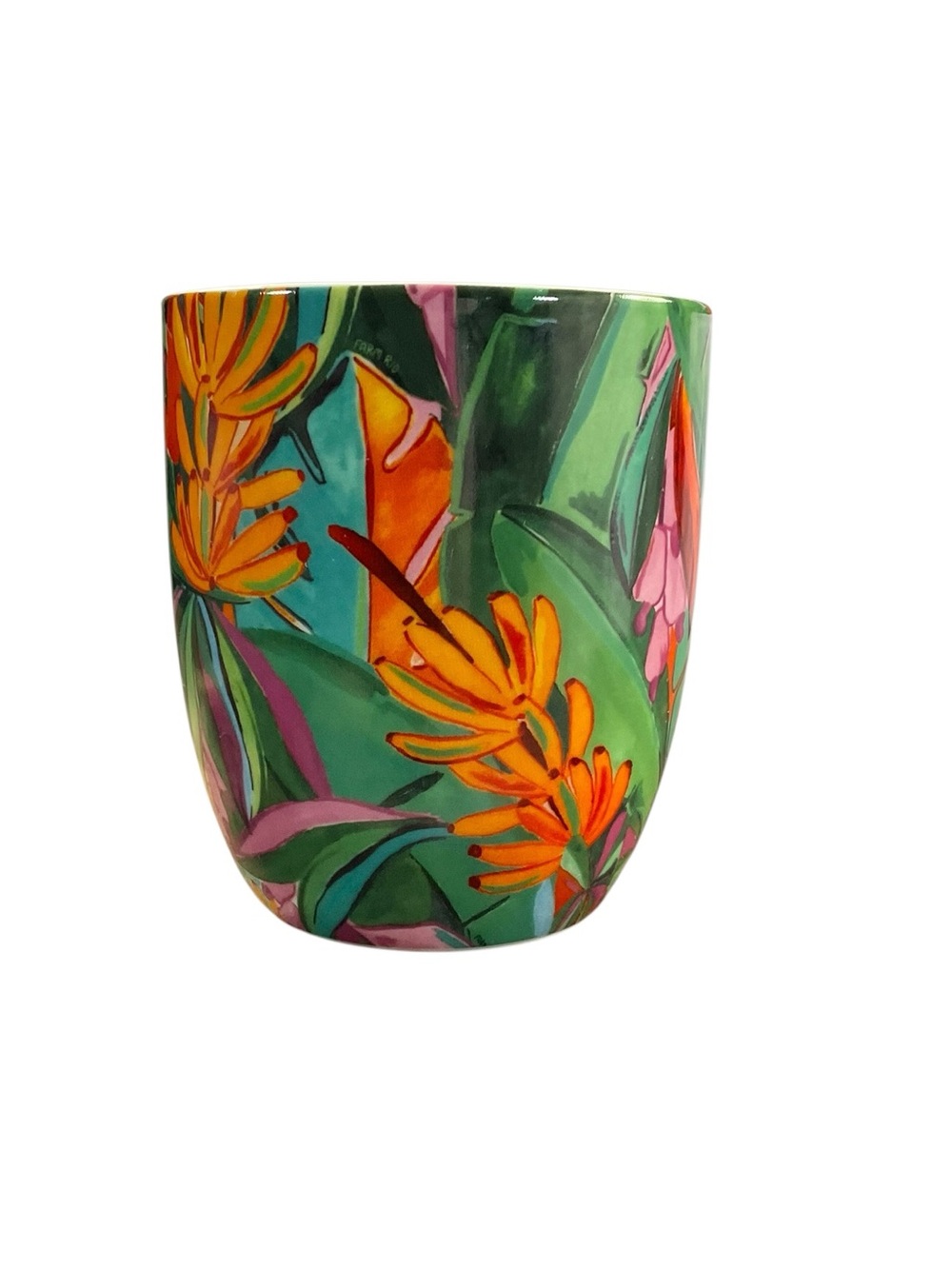 Farm Rio Banana Foliage Bright Day Mug 16 Oz Tropical Jungle Floral Coffee Cup - Picture 2 of 6
